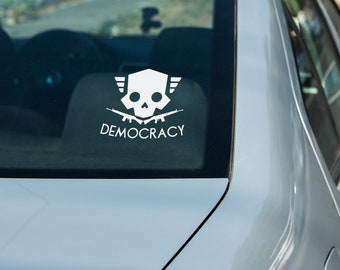 Helldivers 2 Democracy Skull Vinyl decal for laptop, car, window, mirror, bumper, mug, water bottle, or more!