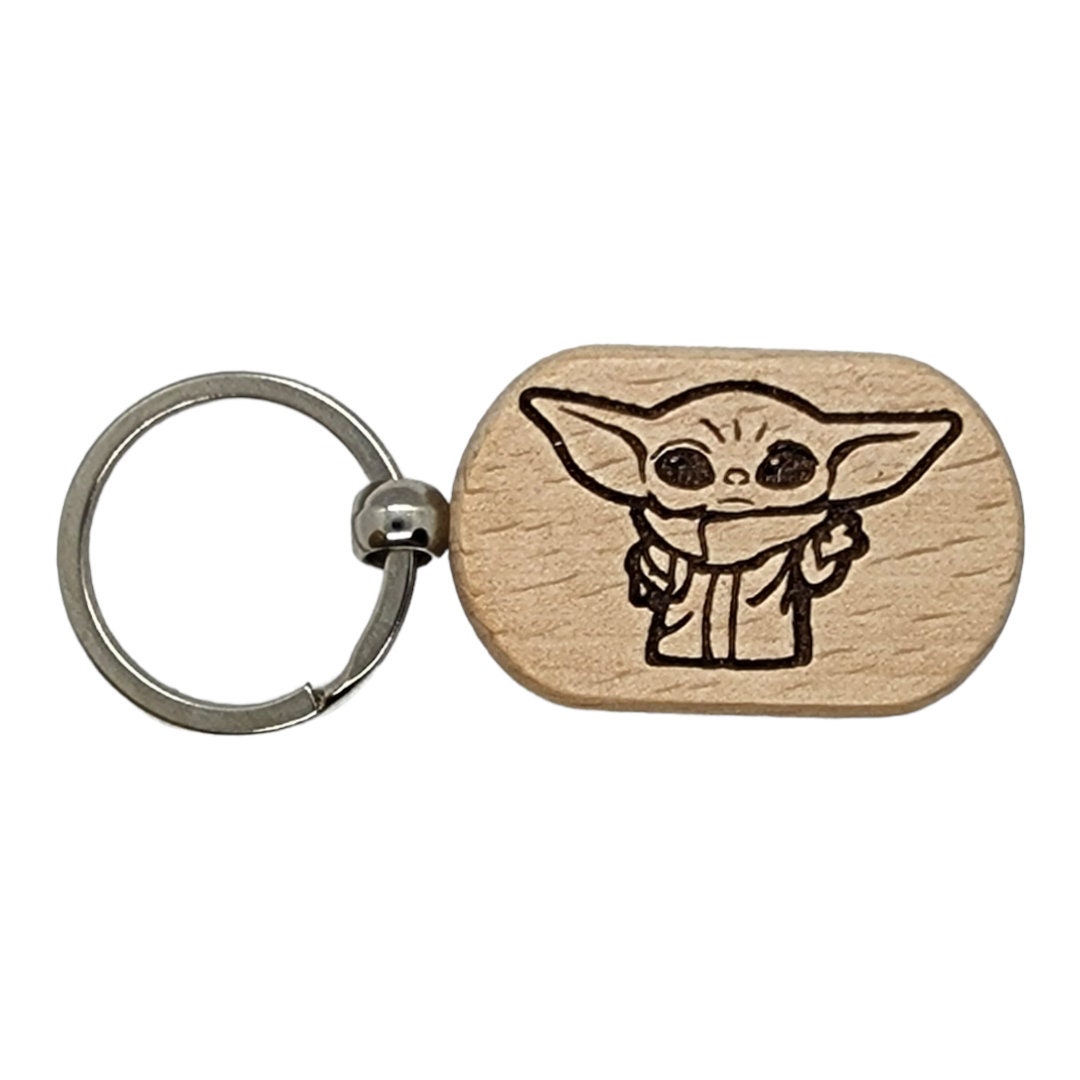 Wood Keychain Baby Yoda Etsy