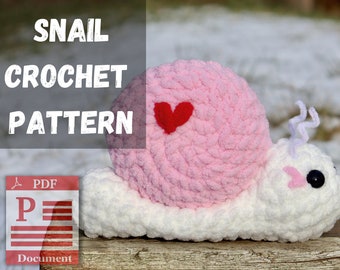 Modèle de crochet d'escargot, modèle d'escargot de Valentine, modèle de crochet pour des débutants, modèle de crochet de Valentine, modèle de peluche d'escargot