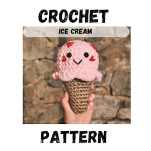 Ice Cream Crochet Pattern, Base Ice Cream Pattern, Crochet Pattern For Beginners, Food Crochet Pattern, Ice Cream Plushie Pattern