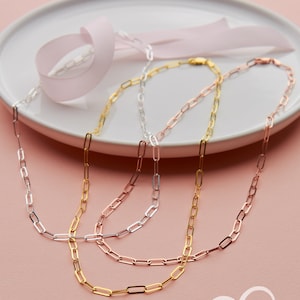 Paperclip Chain Necklace, Italian Style Everyday Layering Link Paperclip Necklace, Stylish Paperclip Chains With Color Combination