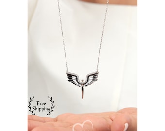 Collar de plata de ley con la espada del Arcángel Miguel: joyería con alas de ángel guardián