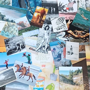 At the Beach Ephemera Pack; 35 + pieces Vintage and Contemporary Paper Ephemera for Junk Journals, Scrapbooks, Collages, Paper Crafts