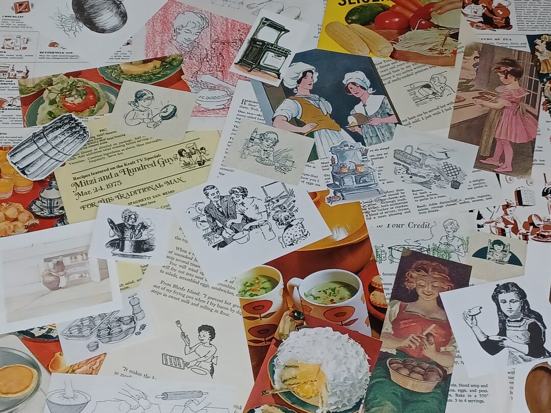 Vintage Kitchen Ephemera Pack 35 Pieces of Cooking Themed Paper ...