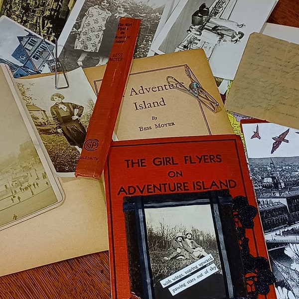 Travel Adventure Junk Journal Kit; Altered Vintage Book Cover, Antique & Vintage Postcards, Photos, Maps, Glassine Paper, and more