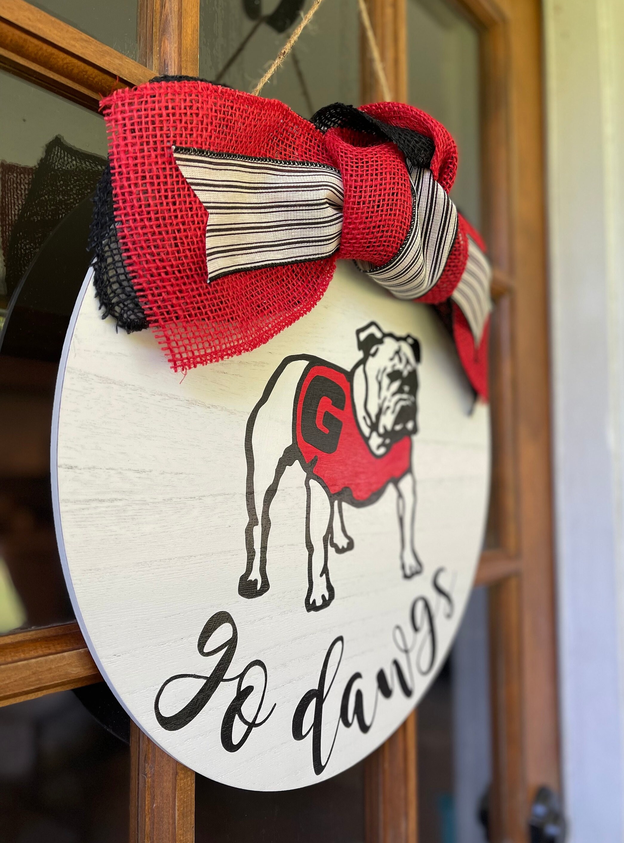 Bulldog Door Hanger, Front Door Decor, Go Dawgs, Bulldog sign, Georgia Sign, Football Decor, Football sign