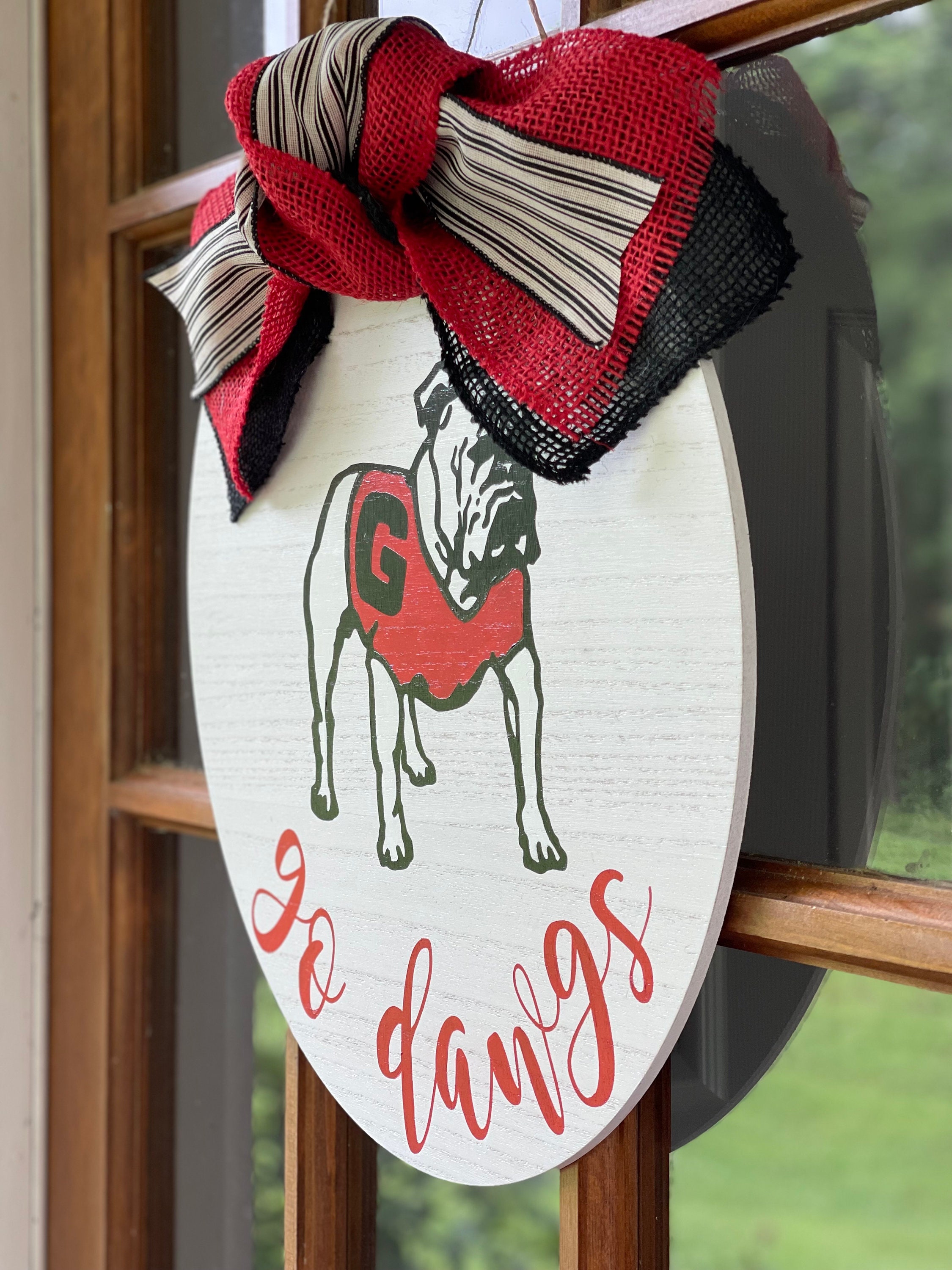 Bulldog Door Hanger, Front Door Decor, Go Dawgs, Bulldog sign, Georgia Sign, Football Decor, Football sign