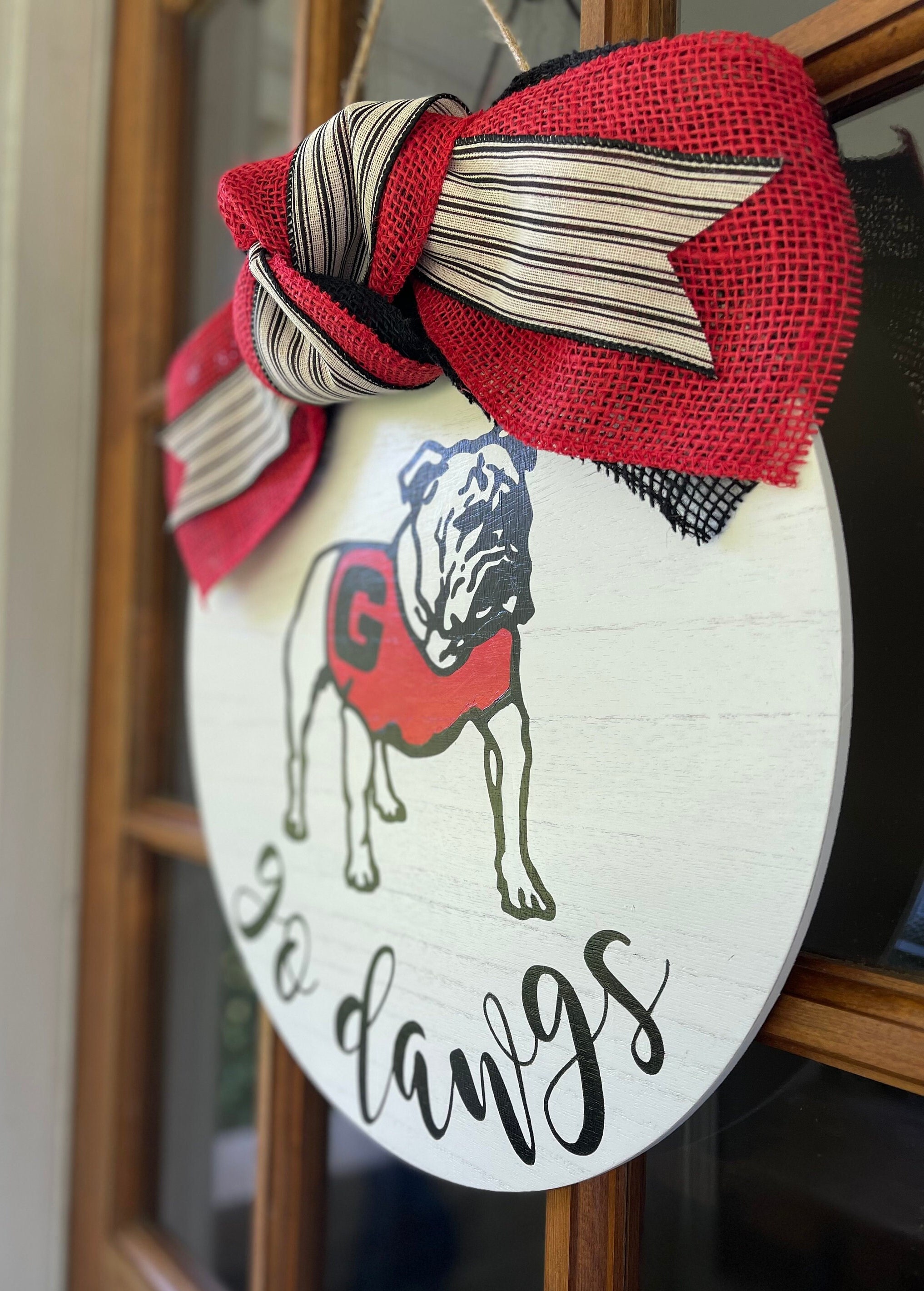 Bulldog Door Hanger, Front Door Decor, Go Dawgs, Bulldog sign, Georgia Sign, Football Decor, Football sign