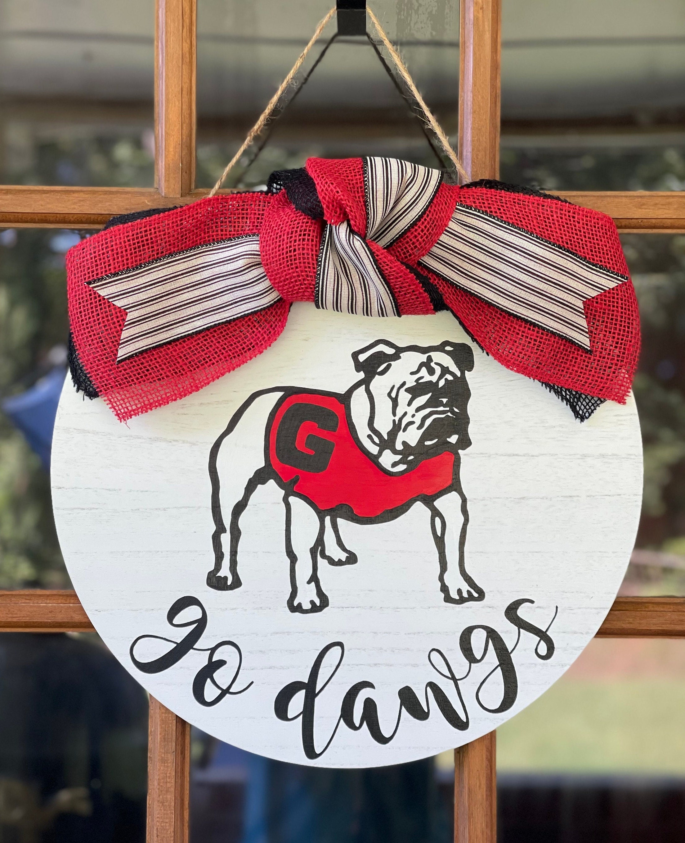 Bulldog Door Hanger, Front Door Decor, Go Dawgs, Bulldog sign, Georgia Sign, Football Decor, Football sign