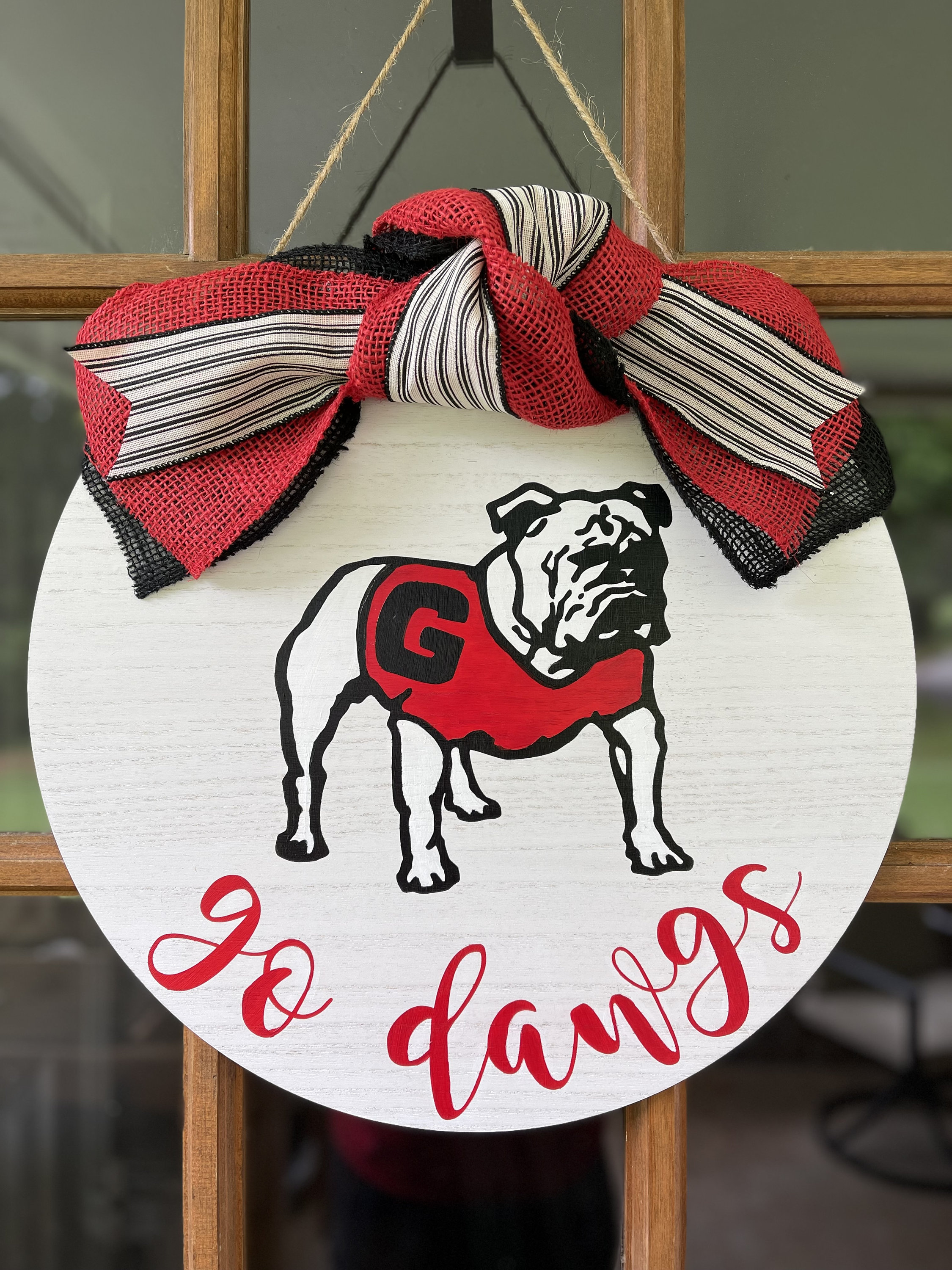 Bulldog Door Hanger, Front Door Decor, Go Dawgs, Bulldog sign, Georgia Sign, Football Decor, Football sign