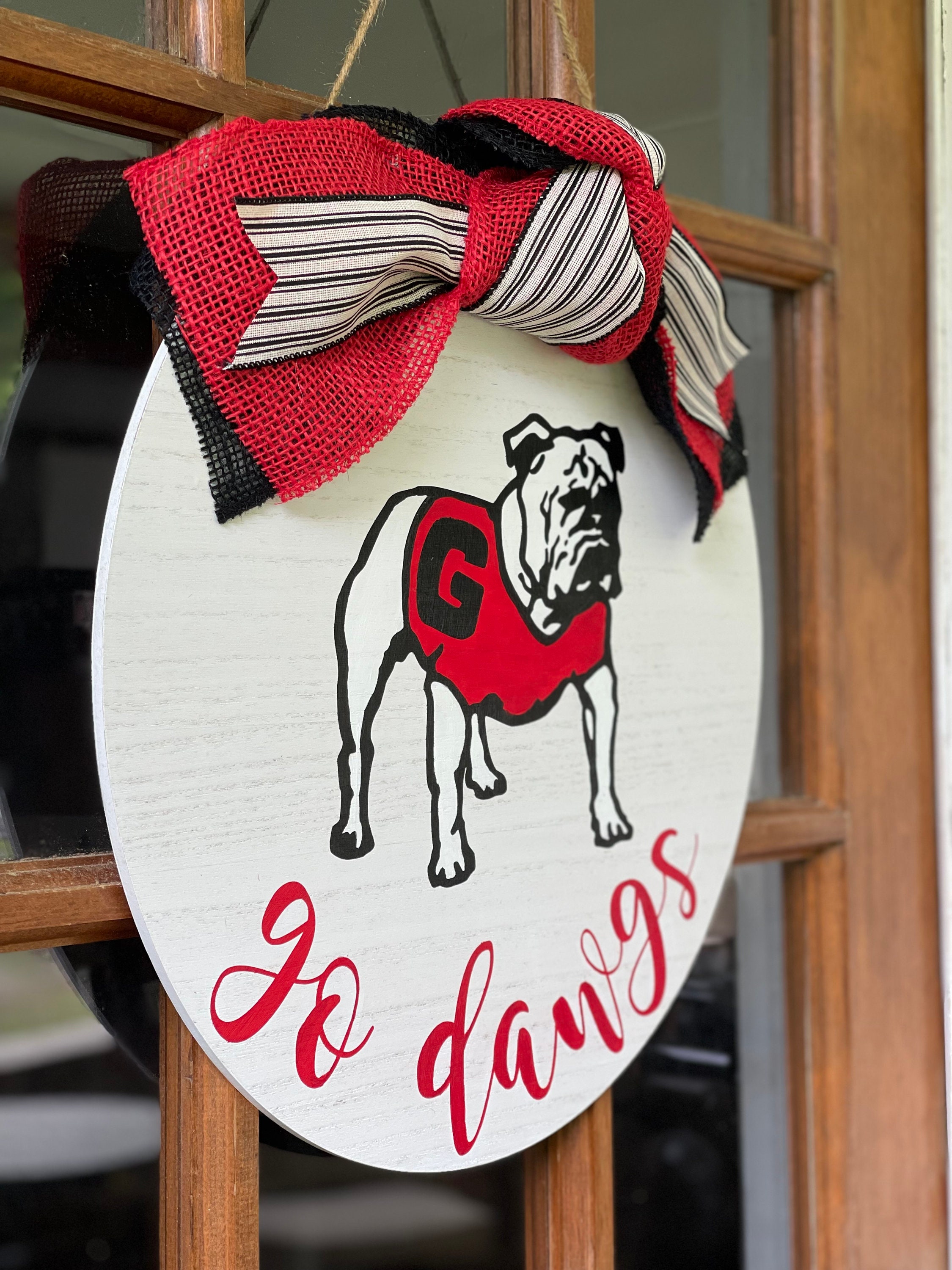 Bulldog Door Hanger, Front Door Decor, Go Dawgs, Bulldog sign, Georgia Sign, Football Decor, Football sign
