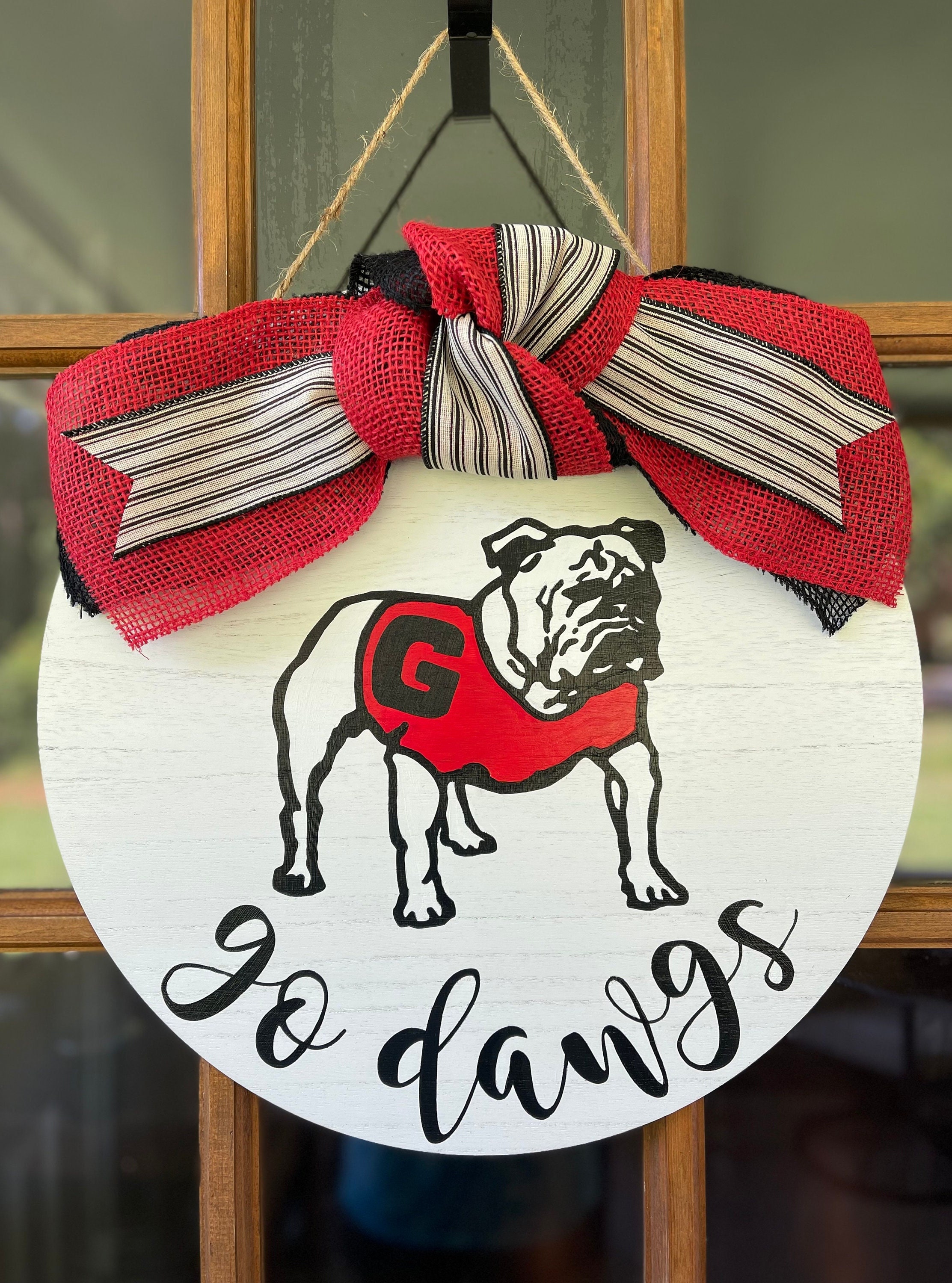 Bulldog Door Hanger, Front Door Decor, Go Dawgs, Bulldog sign, Georgia Sign, Football Decor, Football sign