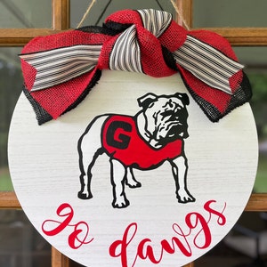 Bulldog Door Hanger, Front Door Decor, Go Dawgs, Bulldog sign, Georgia Sign, Football Decor, Football sign
