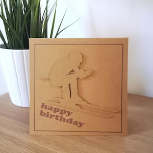 Carte d'anniversaire ski rustique Carte d'anniversaire ski kraft Carte d'anniversaire ski
