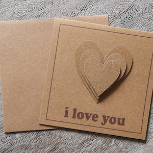 Valentijnsdag kaart 3D rustiek ik hou van jou kaart 3DKraft ik hou van jou kaart 3D ik hou van jou kaart 3DJaardag kaart 3Dbruiloft kaart
