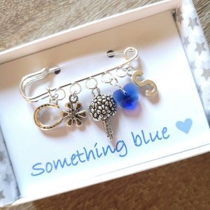 Something Blue wedding keepsake Personalised bridal pin Wedding charm keepsake Wedding lucky charm keepsake