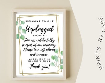 Unplugged Ceremony poster, Unplugged Wedding, Wedding sign, printable, INSTANT download