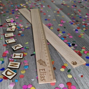 Personalized ruler 30 cm wooden ruler Enrollment desired name Motif gift for kids birthday gift Scale engraving image 5