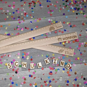 Personalized ruler 30 cm | Wooden ruler | School enrollment | Custom name | Motif | Gift for children | Birthday present | Scale | Engraving