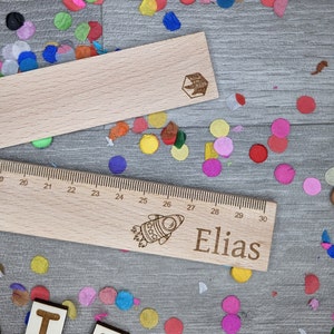 Personalized ruler 30 cm wooden ruler Enrollment desired name Motif gift for kids birthday gift Scale engraving image 4