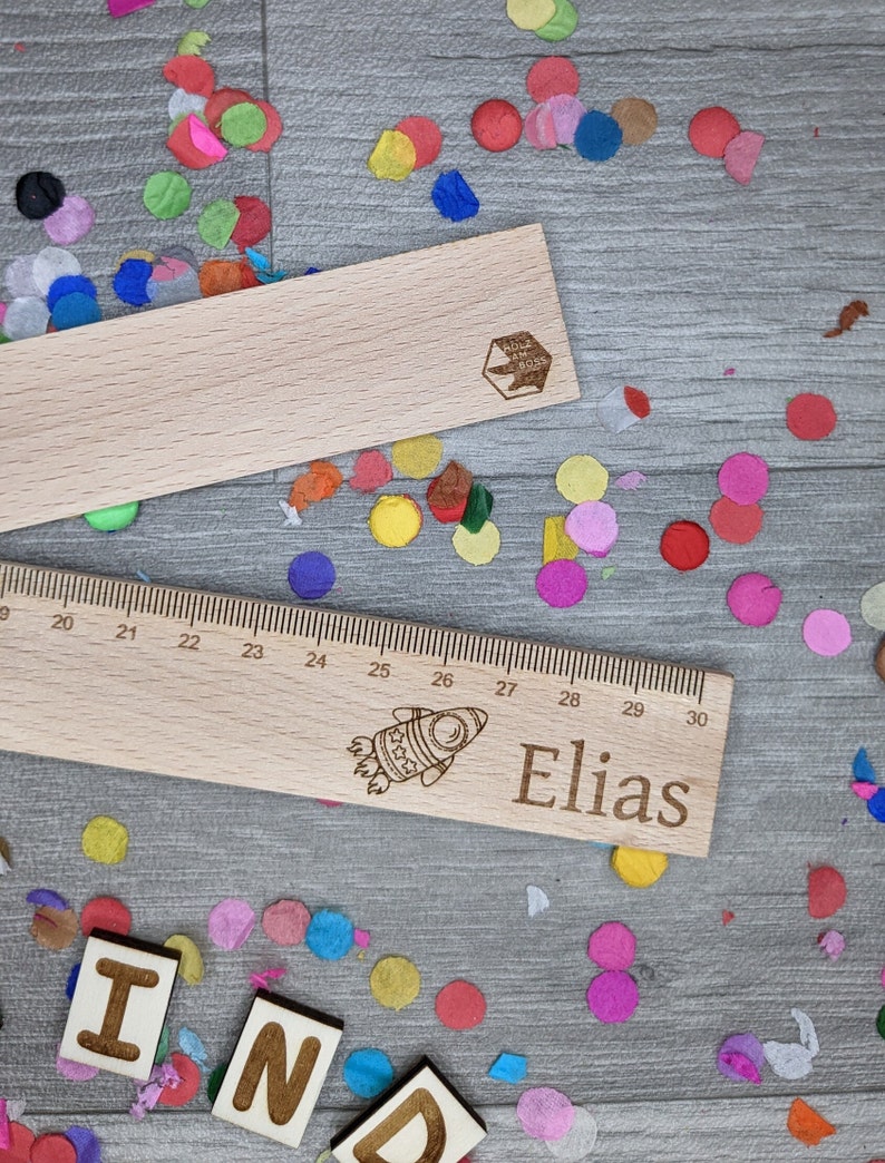 Personalized ruler 30 cm wooden ruler Enrollment desired name Motif gift for kids birthday gift Scale engraving image 4