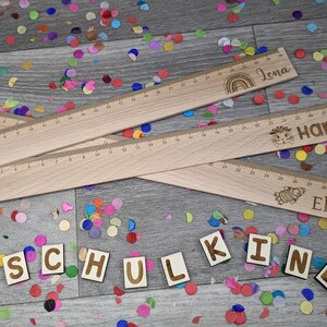 Personalized ruler 30 cm wooden ruler Enrollment desired name Motif gift for kids birthday gift Scale engraving image 3
