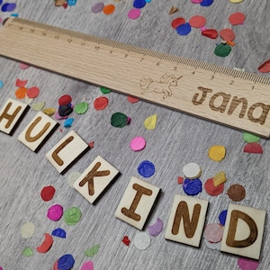 LEFT-HANDED | Personalized ruler 17 cm | Wooden ruler | School enrollment | Desired name | Motif | Gift for children | Birthday present