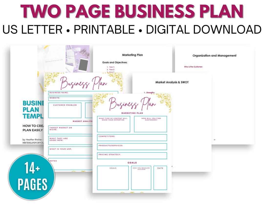 Twopage Freelance Business Plan Template PDF Fillable Business Plan