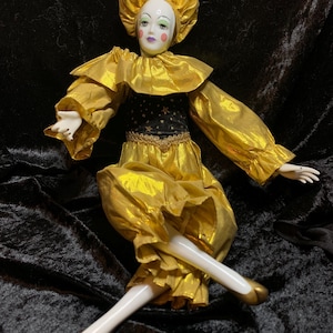 Vintage Court Jester Harlequin Porcelain Doll