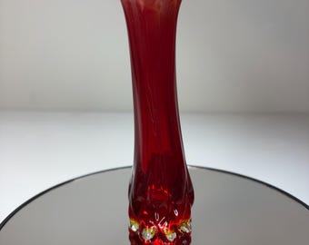 Fostoria Heirloom Ruby Red Amberina Swung Bud Vase 5.5”
