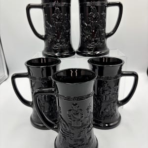 Vintage Indiana Glass Tiara Exclusive Beer Tankard Steins Set of 5