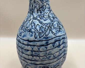 Vintage Blue Gray Pottery Vase