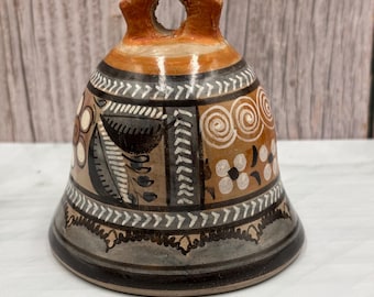 Tonala Mexico Folk Art Pottery Bell Artist Signed