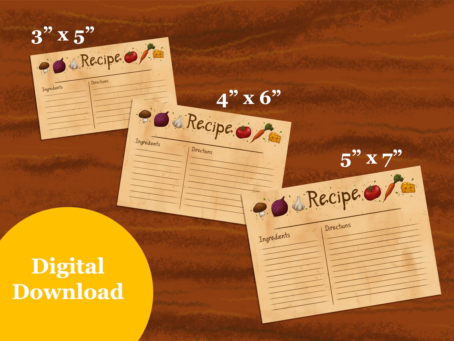 Cottagecore Printable Recipe Cards 3 X 5 4 X 6 & 5 X Etsy