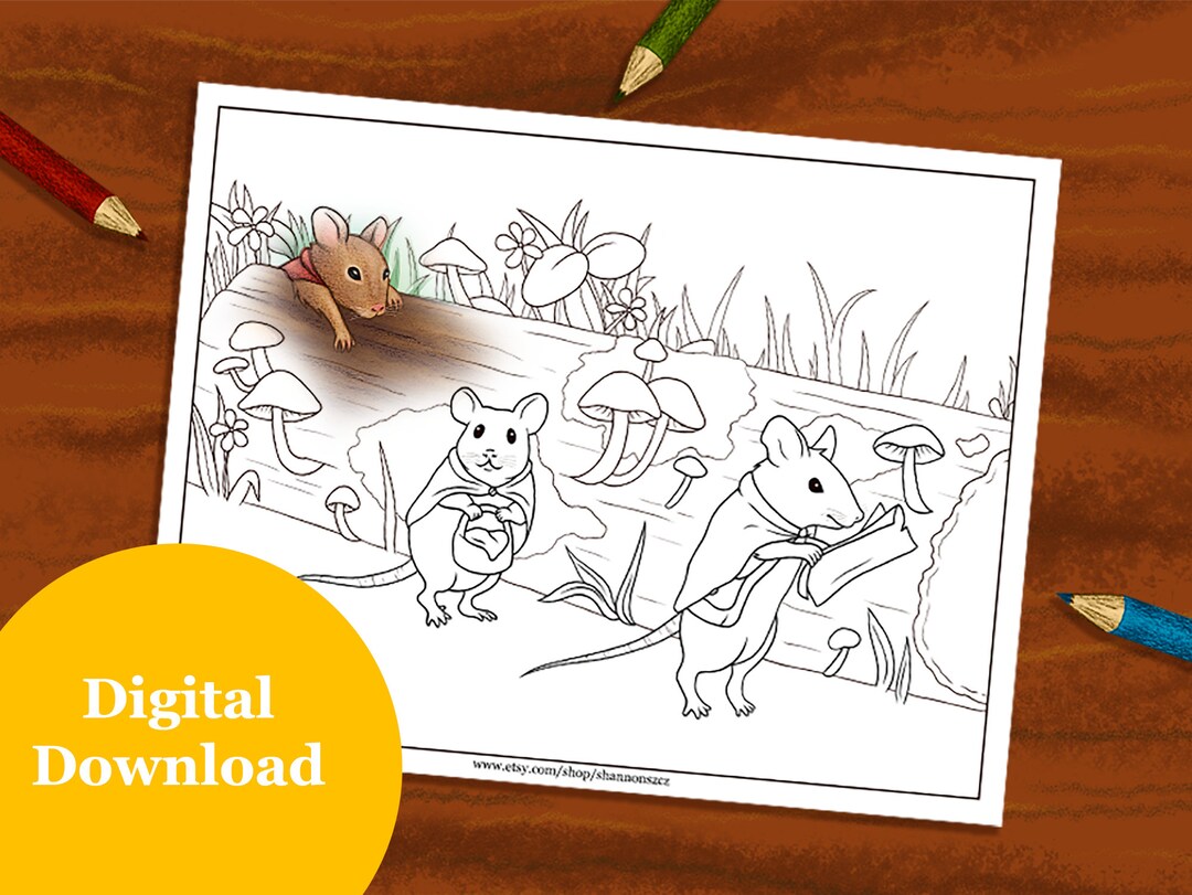 Adventure Mice Coloring Page Printable Illustration by - Etsy UK