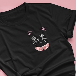 Women's Meow Shirt Printed Kitten Cat Whiskers T-Shirt #1256