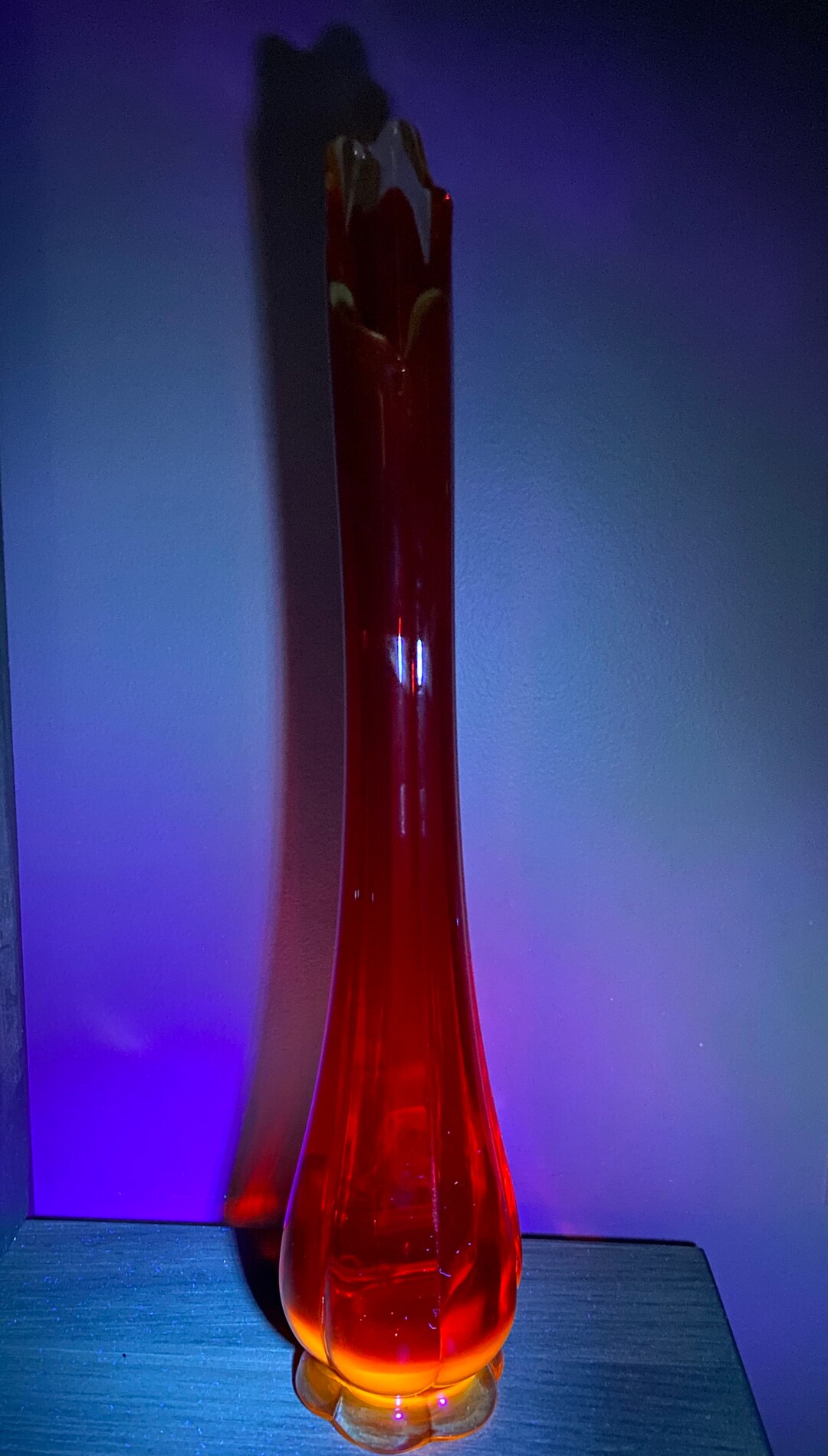 Vintage Amberina Stretch Vase With Cadmium Glow Etsy