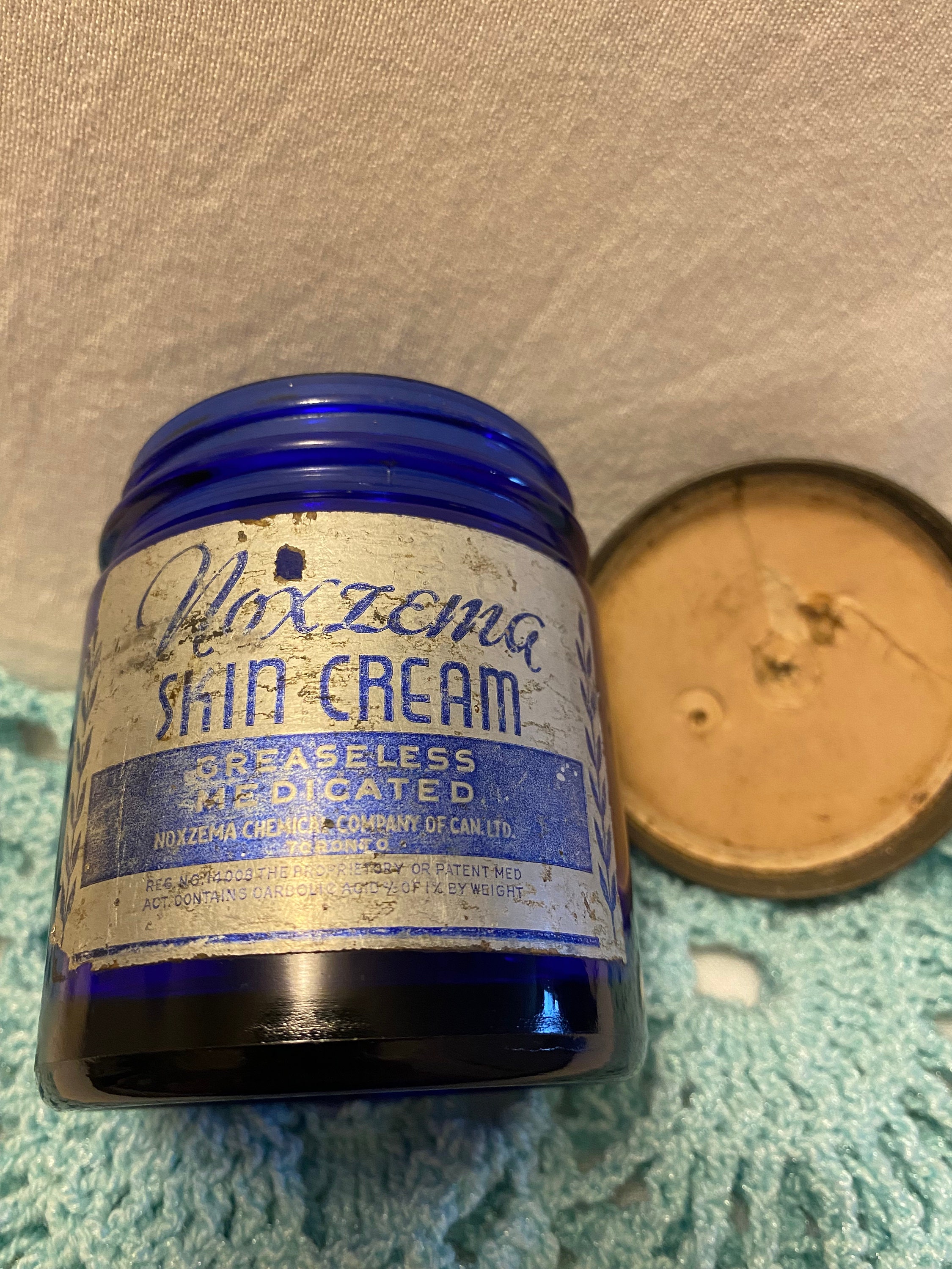 Vintage Glass Noxzema Jar Etsy