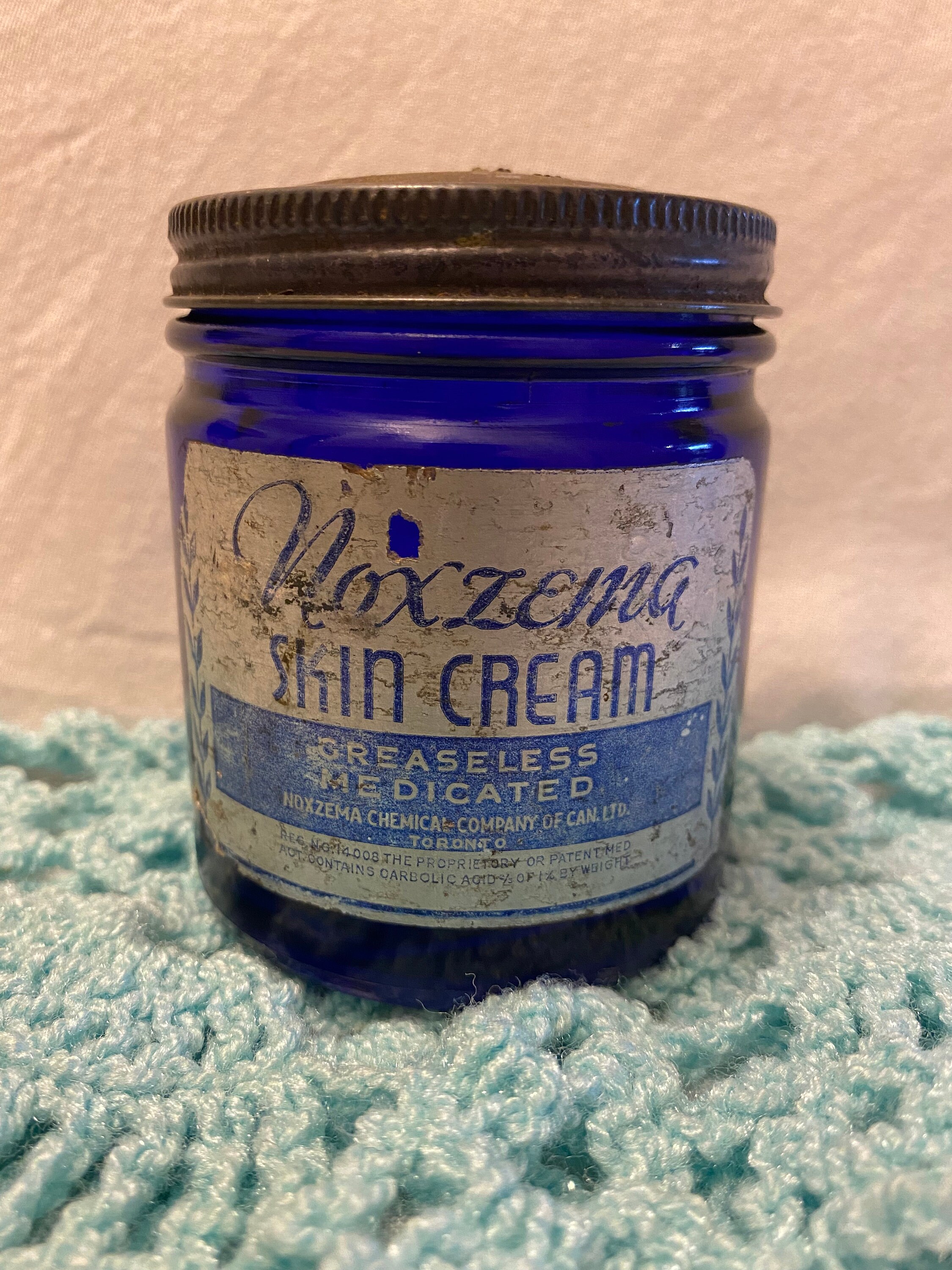 Vintage Glass Noxzema Jar Etsy