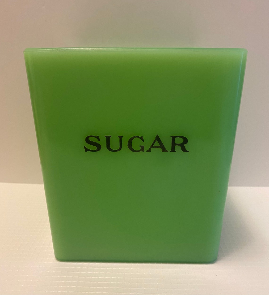 Vintage Jadeite Uranium Glass Square Sugar Canister Etsy Canada
