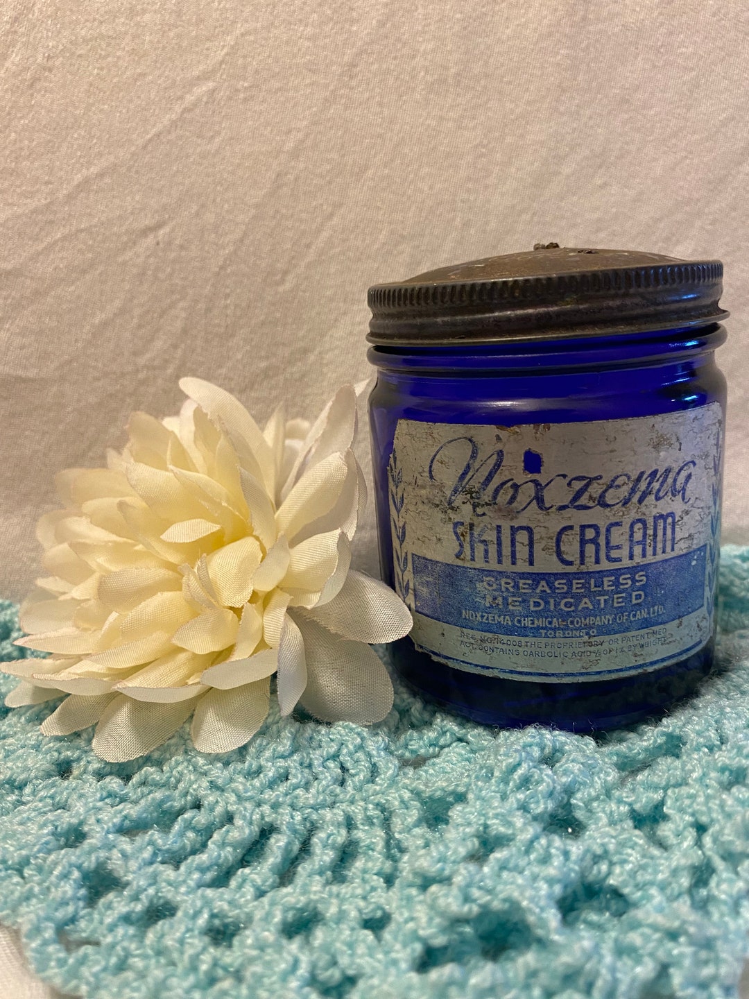 Vintage Glass Noxzema Jar Etsy