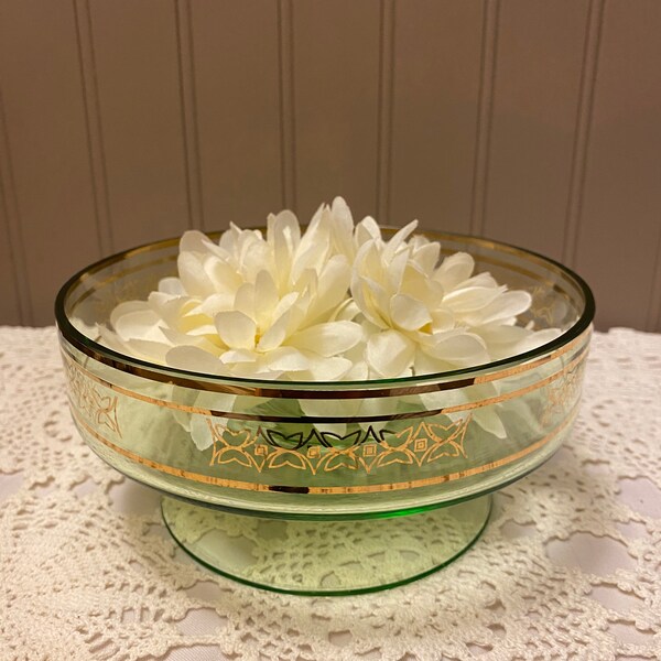 Gold Pedestal Bowl Etsy