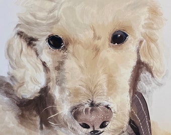 Retratos de mascotas personalizados a partir de fotografías, pintura digital contemporánea única, impresión artística de perros a medida, estilo acuarela, regalo personalizado
