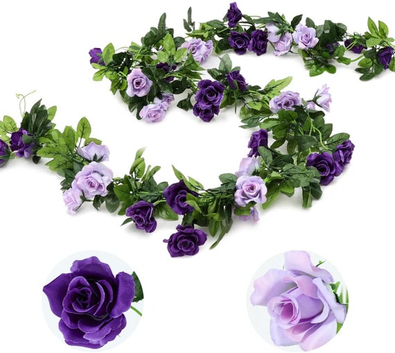 3PCS 23.7FT Artificial Purple Rose Flower Garland Silk Hanging Etsy