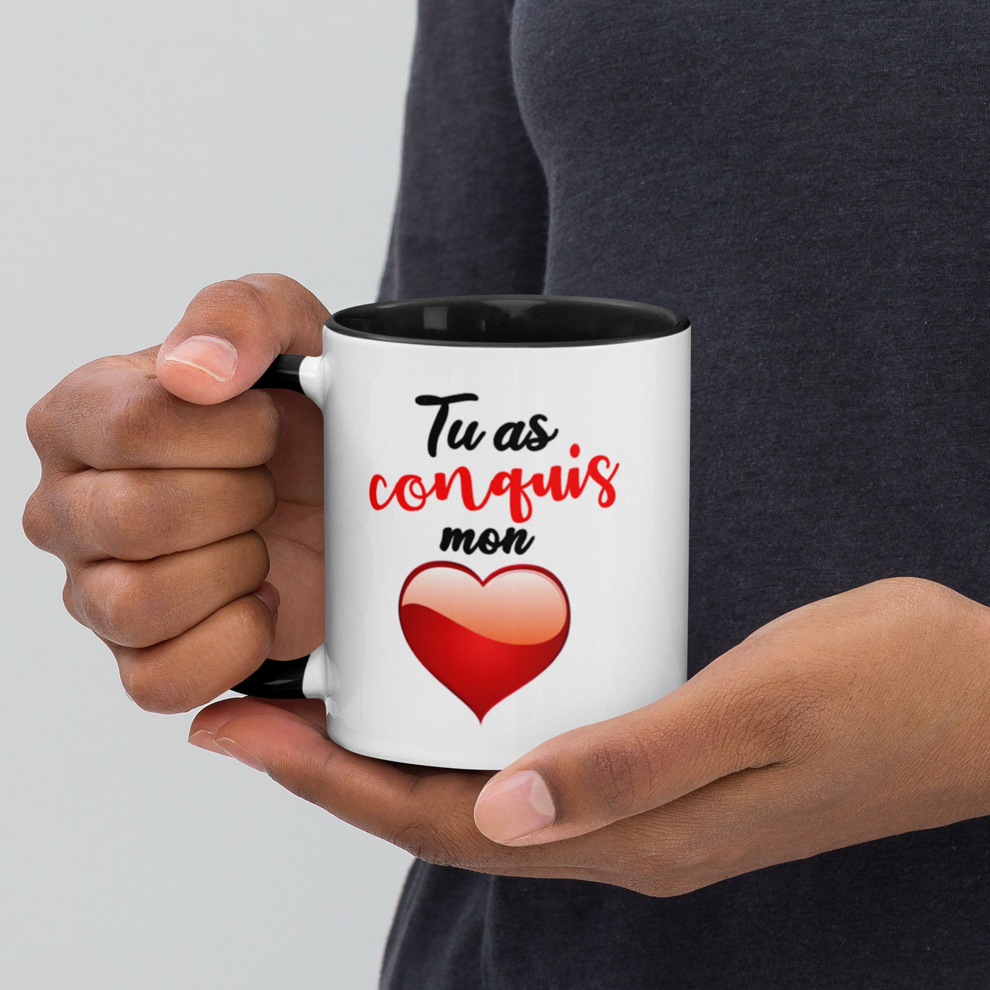 Mug Blanc - Noir Tu As Conquis Mon Cœur Saint Valentin