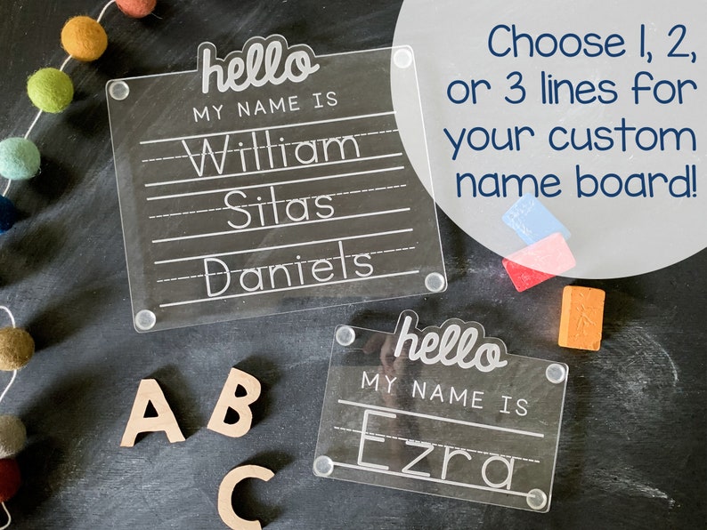 Custom Name Tracing Board, Acrylic Letter Tracing Board, Personalized Montessori Handwriting Board, Back to School Gift image 2