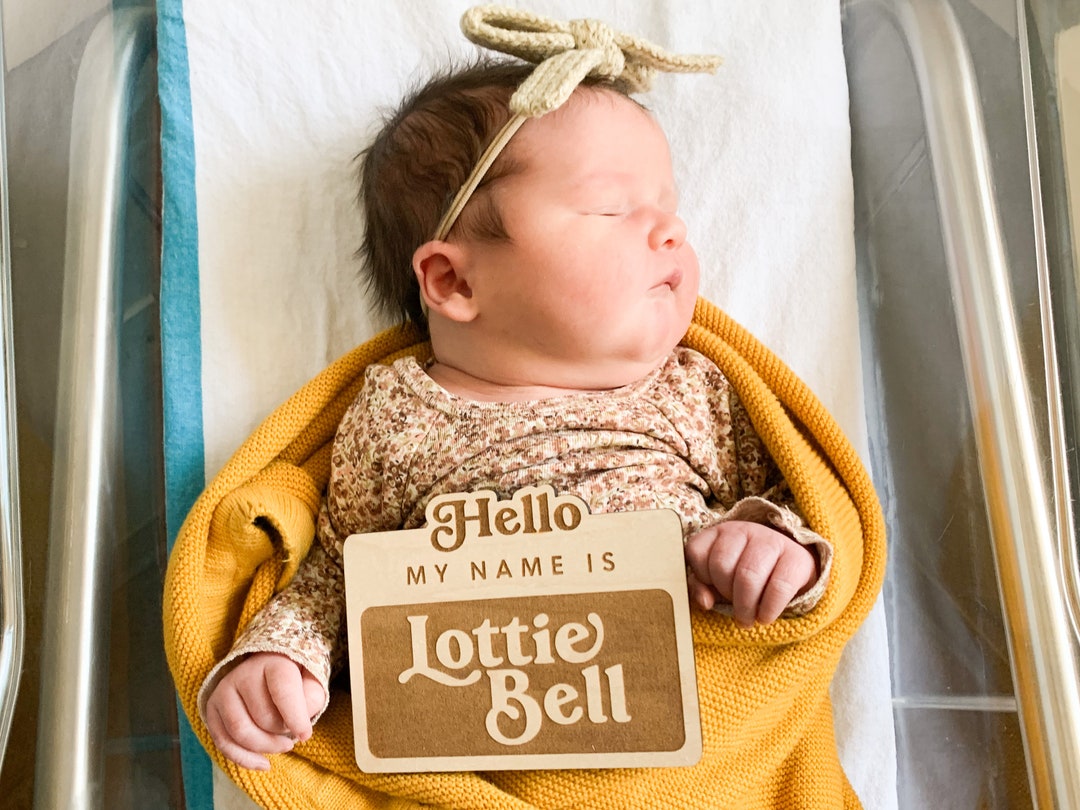 Custom Hello My Name is Wooden Baby Sign Baby Announcement - Etsy Australia