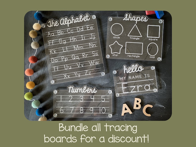 Custom Name Tracing Board, Acrylic Letter Tracing Board, Personalized Montessori Handwriting Board, Back to School Gift image 6