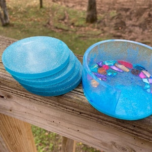 Custom handmade personalized coasters and holder