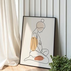 Minimalistische Linie Kunst, Schwangerschaft Druck, abstrakte Mutterschaft Wandkunst, Aquarell Boho druckbare, weibliche Körperkunst, erwartet Mama druckbar.